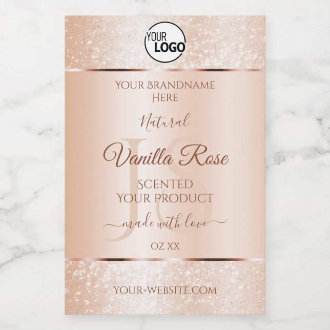 Pastel Rose Coral Product Labels Initials Add Logo (Single Label)