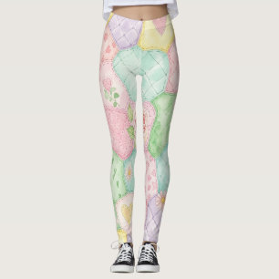 Pastel Rose Garden Pattern Leggings