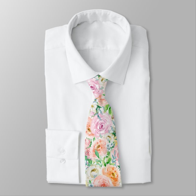 Pastel Rose Garden Tie (Tied)