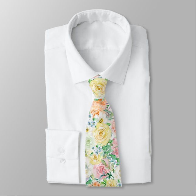 Pastel Rose Garden Tie (Tied)