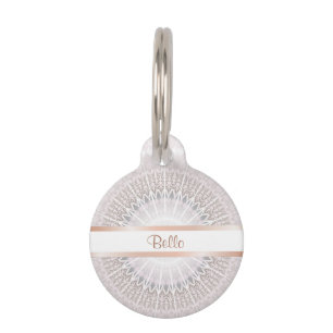 Pastel Rose Gold Mandala Monogram Pet Tag