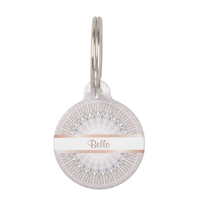 Pastel Rose Gold Mandala Monogram Pet Tag (Front)