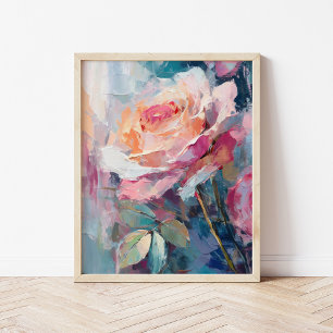 Pastel Rose Modern Abstract Painting Poster