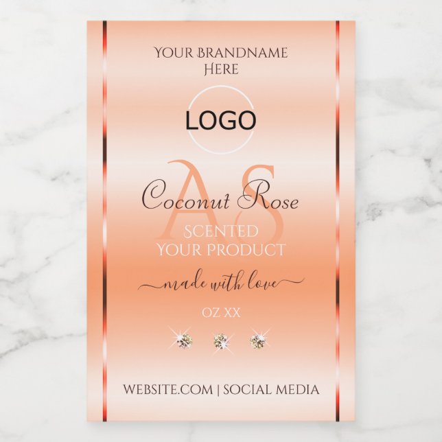 Pastel Rose Salmon Product Label Monogram and Logo (Single Label)
