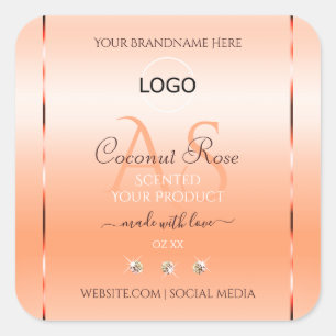 Pastel Rose Salmon Product Label Monogram and Logo