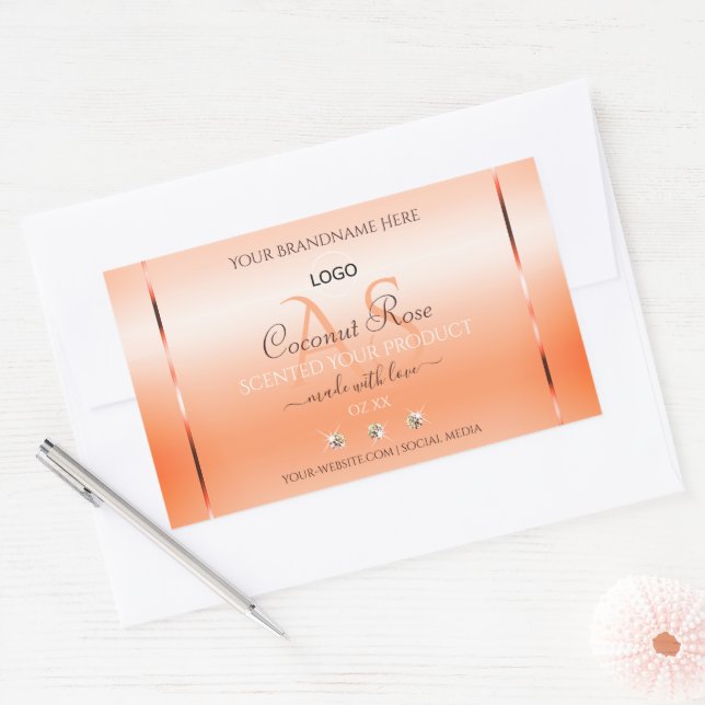 Pastel Rose Salmon Product Label Monogram and Logo (Envelope)