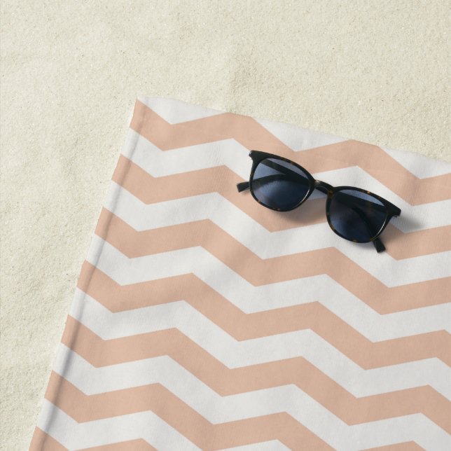 Pastel rose zig zag stripe geometric beach towel (In Situ)