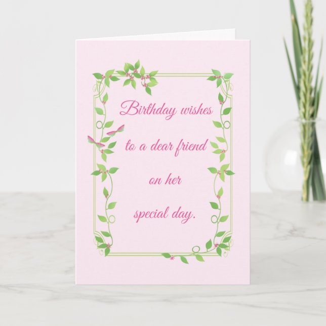 Pastel Rosebuds on an Ivy Vine Birthday Card (Front)
