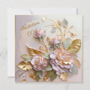 Pastel Rosegold Roses  60th Save The Date