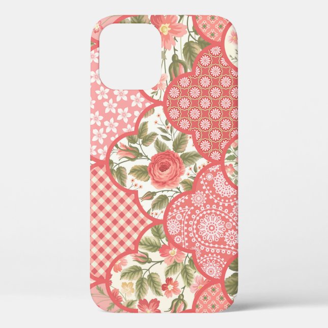 Pastel Roses Floral Patchwork Pattern Case-Mate iPhone Case (Back)