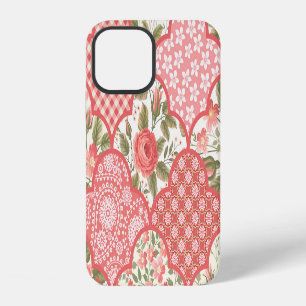 Pastel Roses Floral Patchwork Pattern iPhone 12 Case