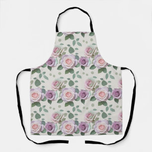 Pastel Roses In Shades Of Lilac Mint And Blush Apron