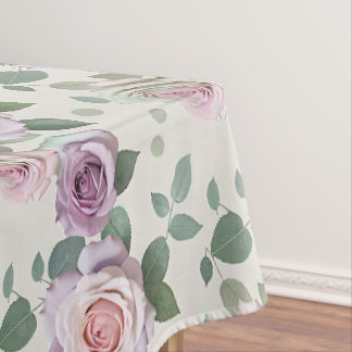 Pastel Roses In Shades Of Lilac Mint And Blush Tablecloth
