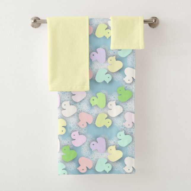 Pastel Rubber Duck Bubble Bath  Towel Set (Insitu)