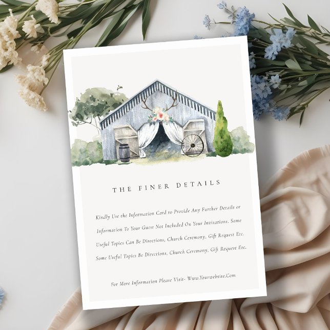Pastel Rustic Barnyard Farm Theme Wedding Details Enclosure Card (Creator Uploaded)