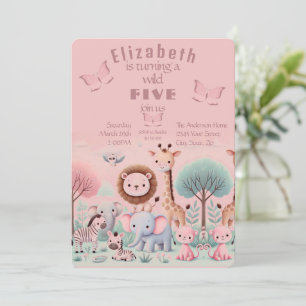 Pastel Safari Birthday Invitation for Girl