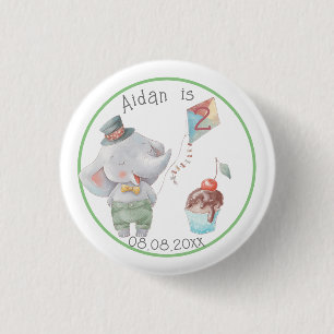 Pastel Safari Elephant Personalised Birthday 3 Cm Round Badge
