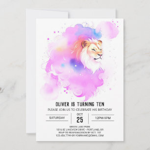 Pastel Safari Lion Birthday Invitation