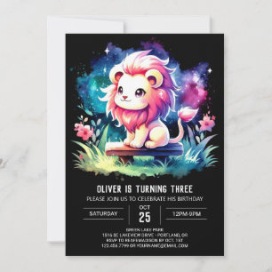 Pastel Safari Lion Birthday Invitation