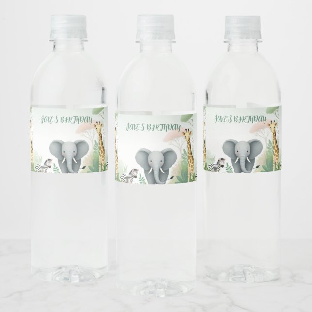 Pastel Safari Water Bottle Labels (Bottles)