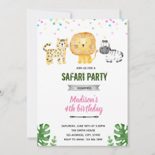 Pastel safari zoo invitation