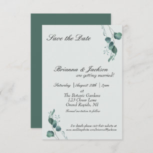 Pastel Sage Green Eucalyptus Wedding Save The Date