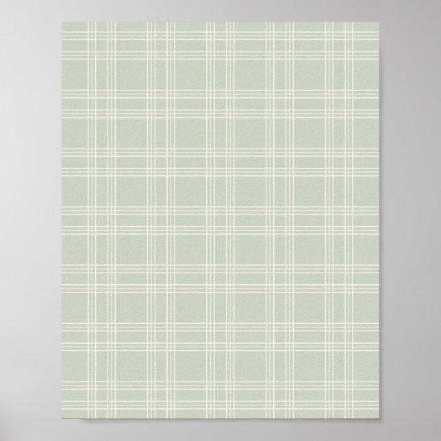 Pastel Sage Green Gingham Poster (Front)