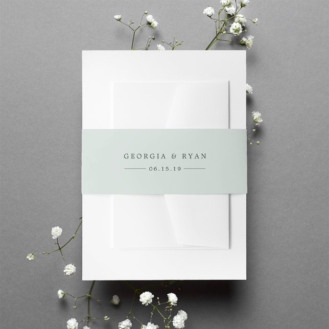 Pastel Sage Green Personalised Wedding Invitation Belly Band (Creator Uploaded)