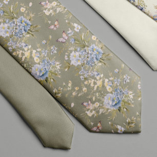 Pastel sage green wildflower spring garden flowers tie