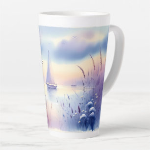 Pastel Sailboat Coastal Dreamscape Latte Mug