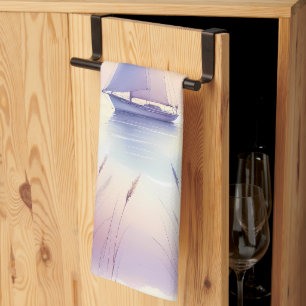 Pastel Sailboat Coastal Dreamscape Tea Towel