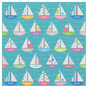 Pastel Sailboat Pattern Fabric