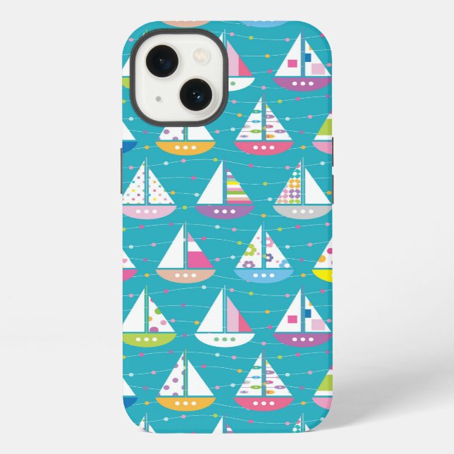 Pastel Sailboat Pattern iPhone Case (Back)