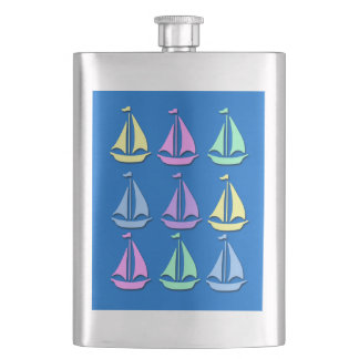 Pastel Sailboat Pattern Premium Flask
