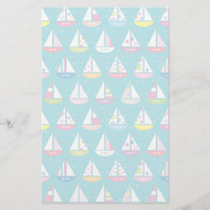 Pastel Sailboat Pattern Stationery