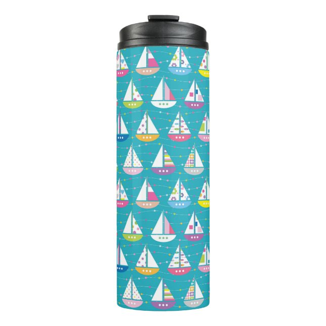 Pastel Sailboat Pattern Thermal Tumbler (Front)