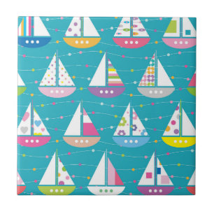 Pastel Sailboat Pattern Tile