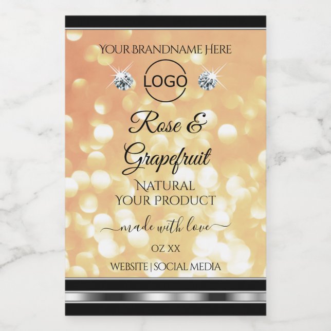 Pastel Salmon Glitter Product Labels Diamonds Logo (Single Label)