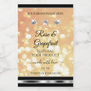Pastel Salmon Glitter Product Labels with Diamonds