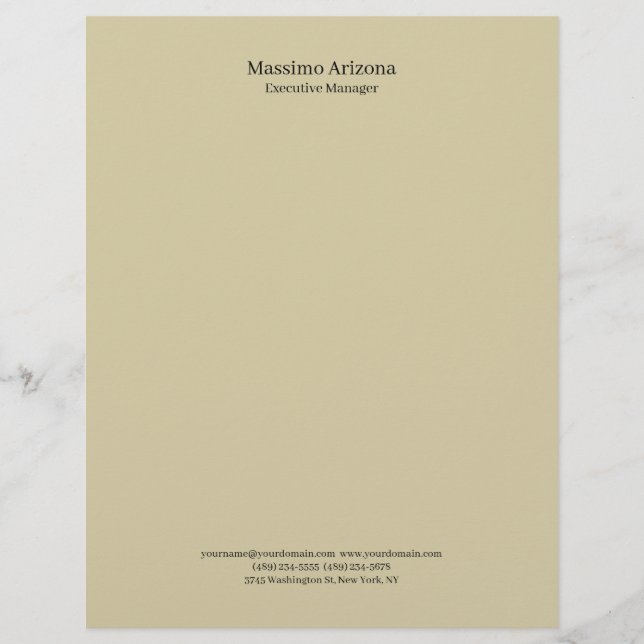 Pastel Sand Plain Professional Modern Minimalist Custom Letterhead (Front)