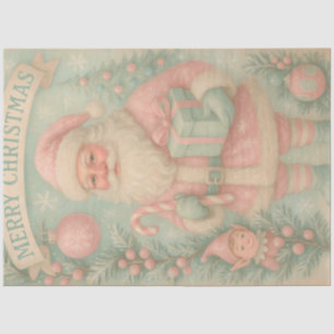 Pastel Santa & Elf Christmas Gift Decoupage Tissue Paper