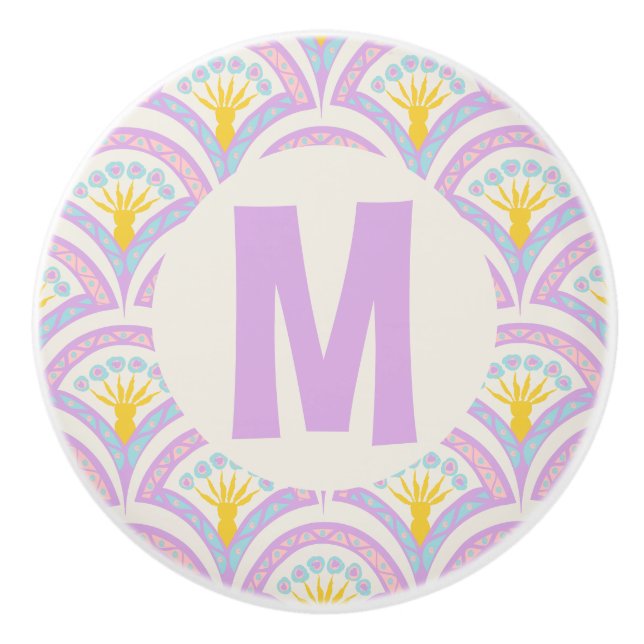Pastel Scallop Pattern Ceramic Knob (Front)