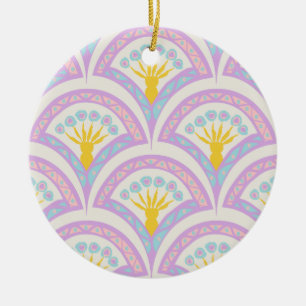 Pastel Scallop Pattern Ceramic Tree Decoration