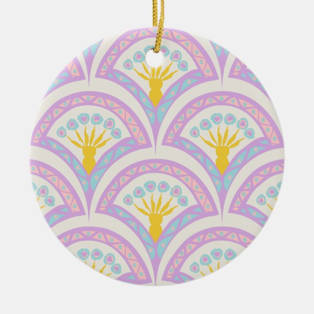 Pastel Scallop Pattern Ceramic Tree Decoration (Front)