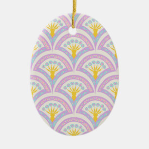 Pastel Scallop Pattern Ceramic Tree Decoration