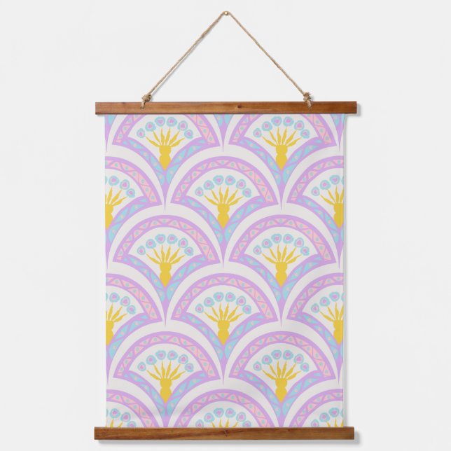 Pastel Scallop Pattern Hanging Tapestry (Front)