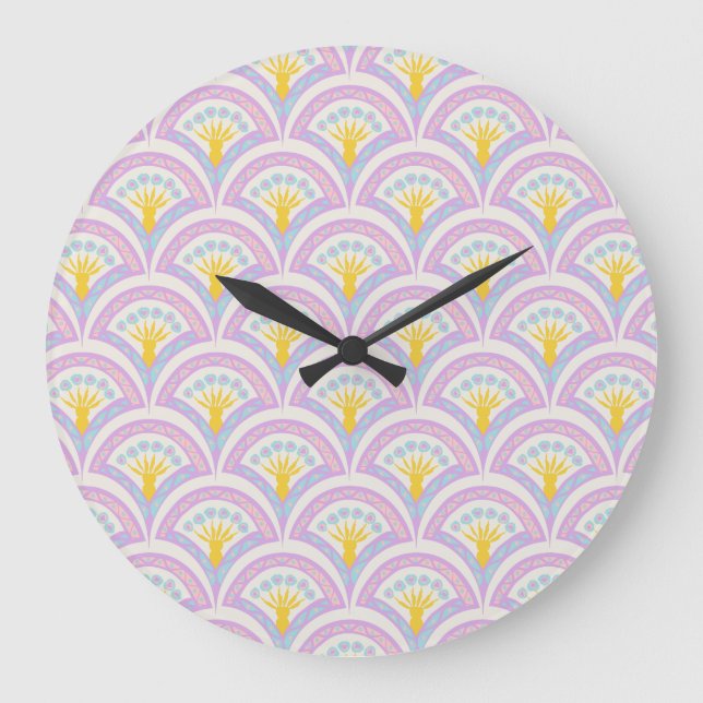 Pastel Scallop Pattern Large Clock (Front)