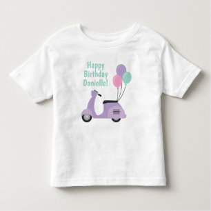 Pastel Scooter & Balloons Personalised T-shirt