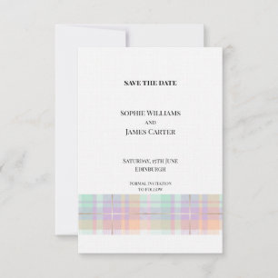 Pastel Scottish Tartan Wedding Save The Date