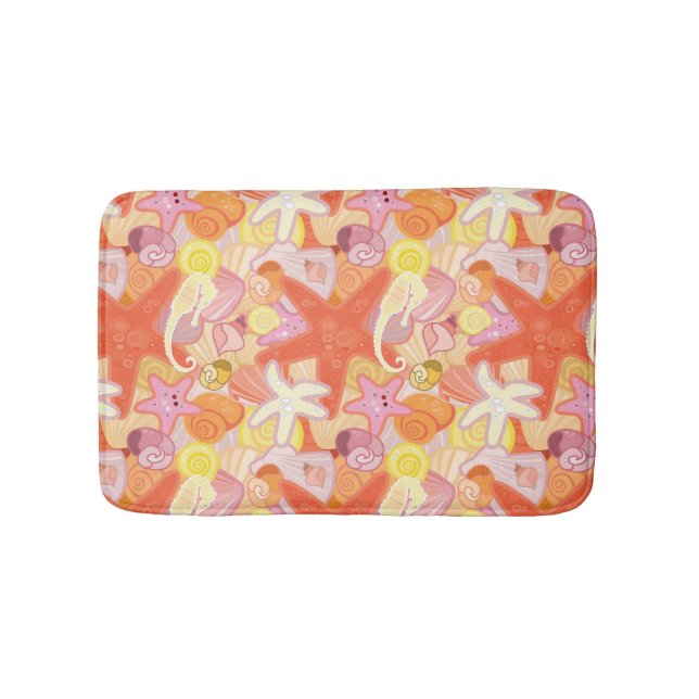 Pastel Sea Creature Pattern Bath Mat (Front)